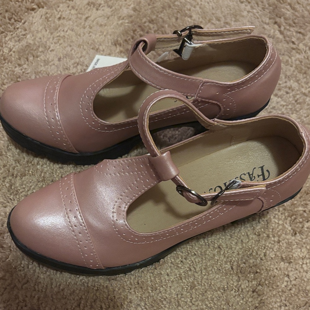 Chic Pink T-Strap Kids Dress Shoes
